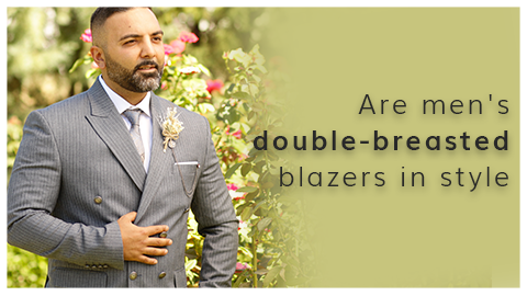 Men's pale beech-colored double-breasted blazer
