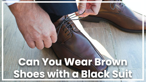 black suit brown shoes