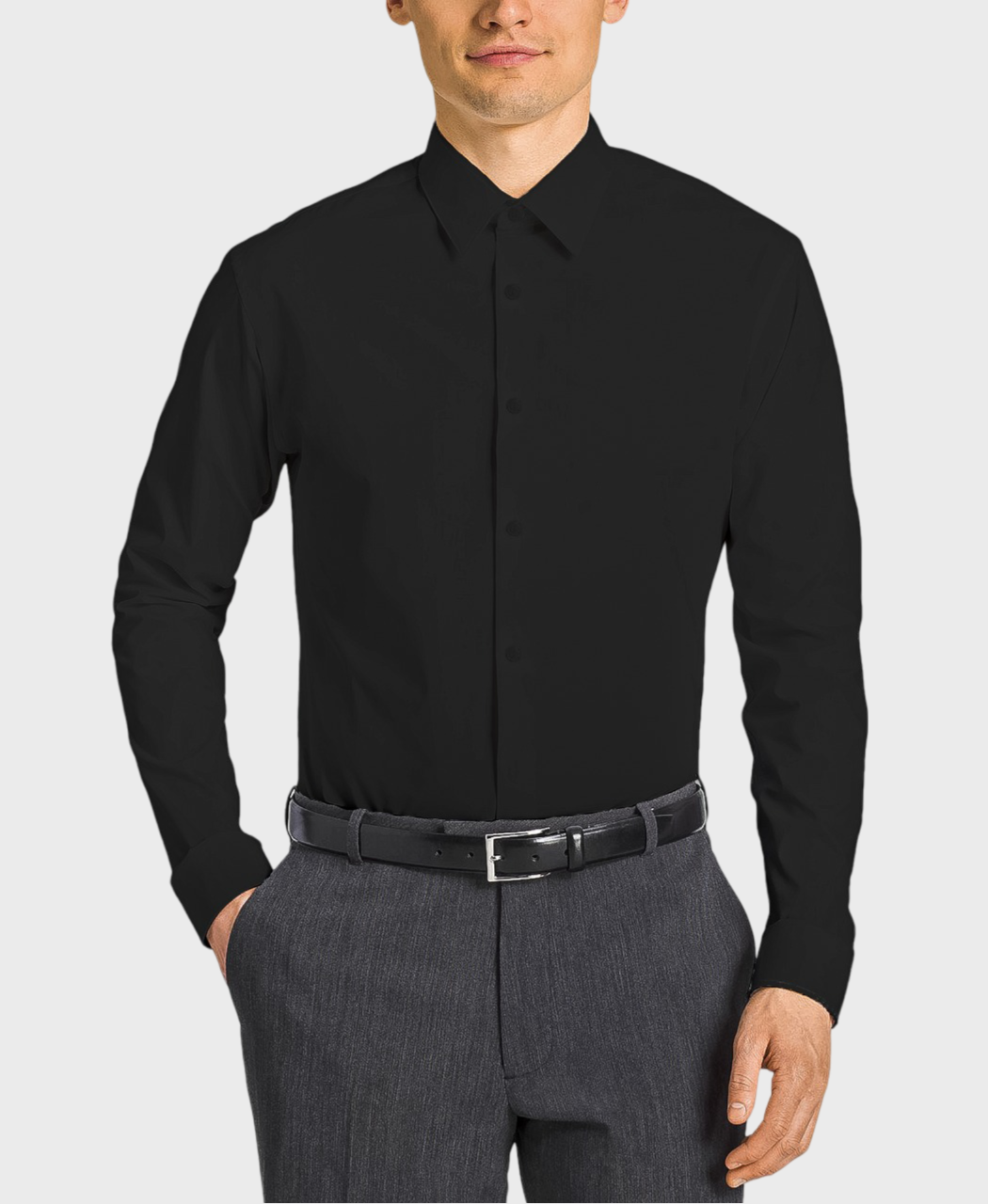 Jet Black Modern Fit Dress Shirt FlexSuits Jet Black Modern Fit Dress Shirt FlexSuits
