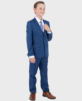 Boys Blue Slim Fit Sharkskin Suit