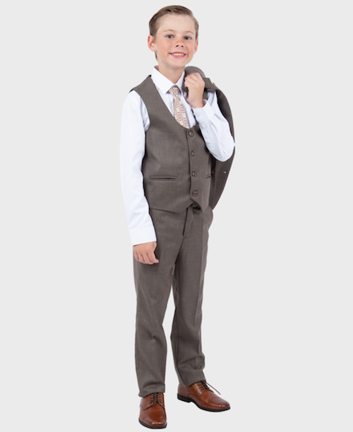 Boys Cocoa Sharkskin Suit