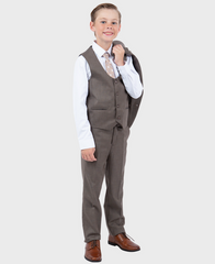 Boys Cocoa Sharkskin Suit