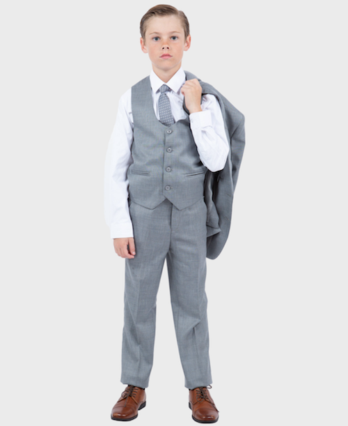 Boys Grey Sharkskin Suit