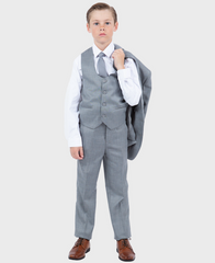 Boys Grey Sharkskin Suit