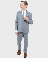 Boys Grey Slim Fit Sharkskin Suit
