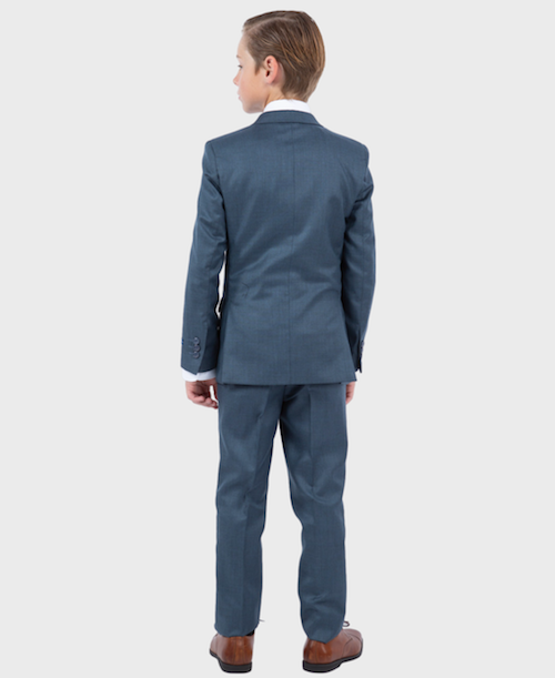 Boys Navy slim fit Sharkskin Suit