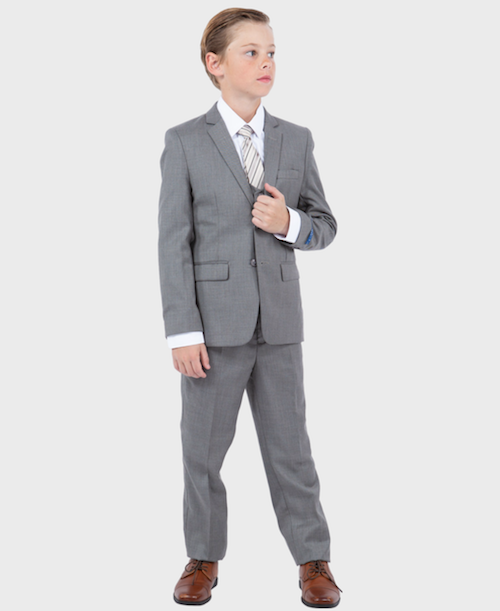 Boys Tan Slim Fit Sharkskin Suit