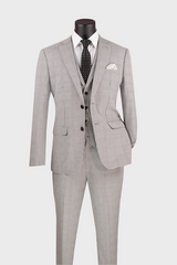 Grey Plaid 3 Piece Suit