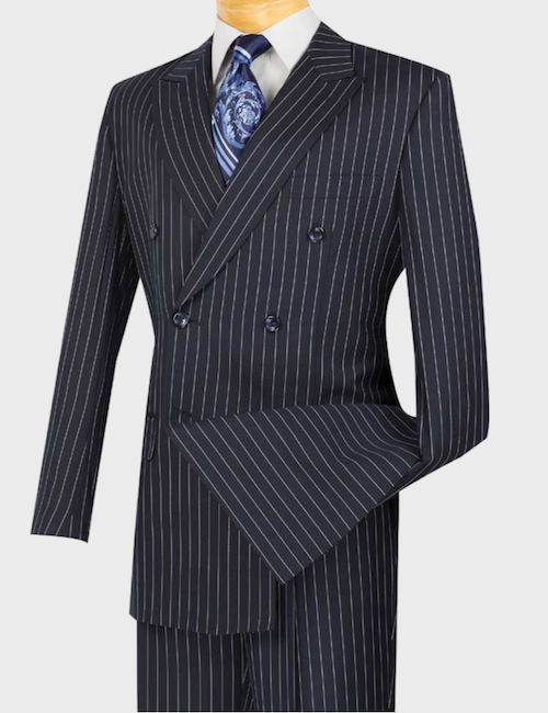 Navy Double Breasted Pinstripe Suit – FlexSuits