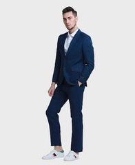Navy peak lapel suit