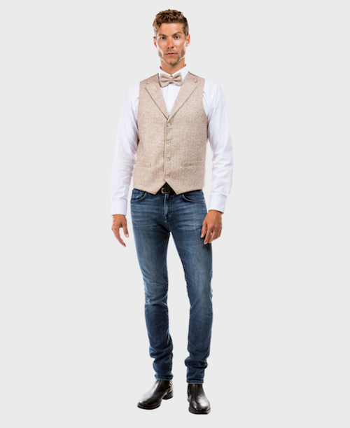 Beige Tweed Collared Vest FlexSuits Beige Tweed Collared Vest FlexSuits