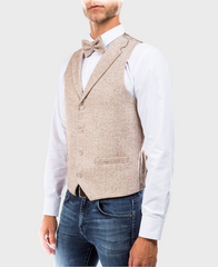 beige tweed suit vest