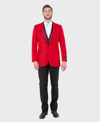 Red 3 Piece Vested Shawl Lapel Tuxedo