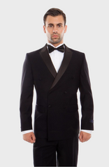 Black Peak Lapel Double Breasted Tuxedo