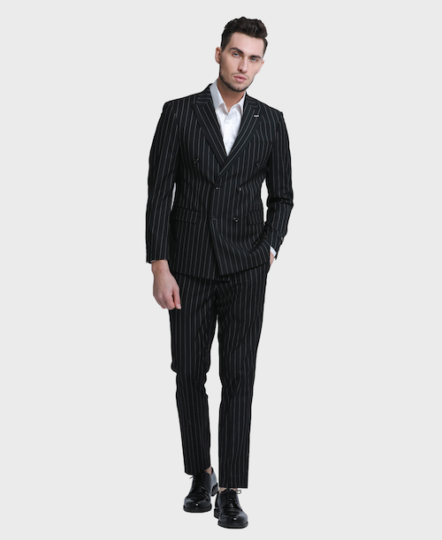 Black Pinstripe Double Breasted Suit – FlexSuits