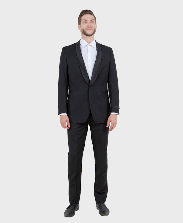 blue dress for baby girl Men's Slim Fit 1 Button Shawl Lapel Black Tuxedo Suit, 38 / Regular