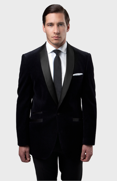 Men's Black Velvet Slim Fit Blazer- Velour All Black Tuxedo Jacket
