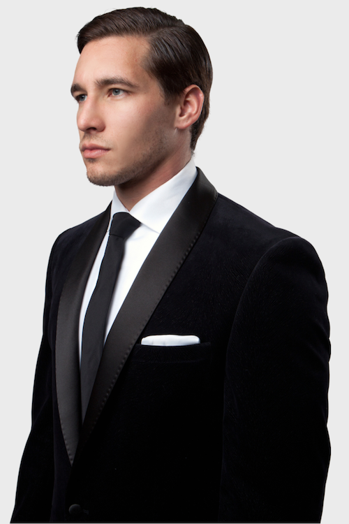 Black Velvet Slim Fit Blazer, 56R / Black