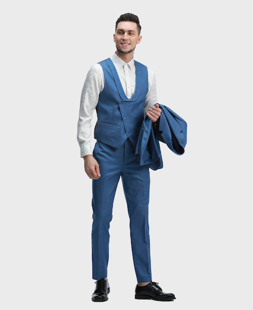 blue 3 piece suit