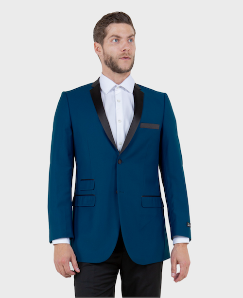 Blue Tuxedo Jacket with Black Lapel, 54L / Blue Blue Tuxedo Jacket with Black Lapel, 54L / Blue