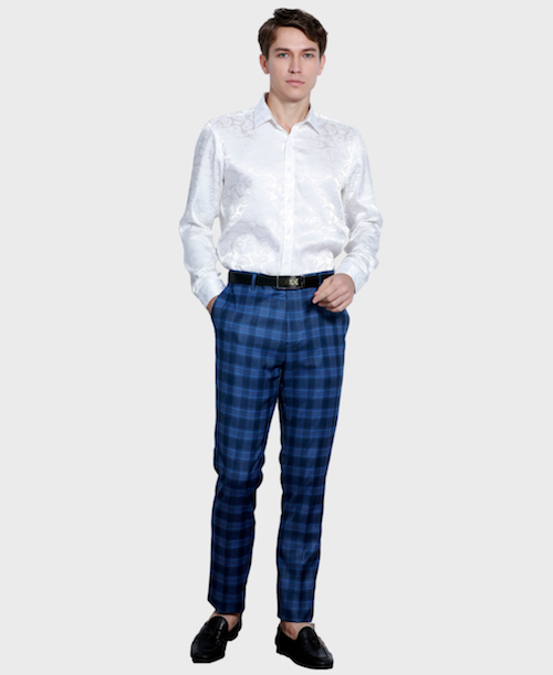 Blue Plaid Dress Pants Blue Plaid Dress Pants