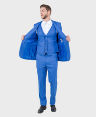 blue sharkskin 3 piece suit