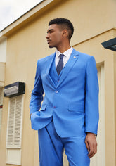 blue sharkskin slim fit suit