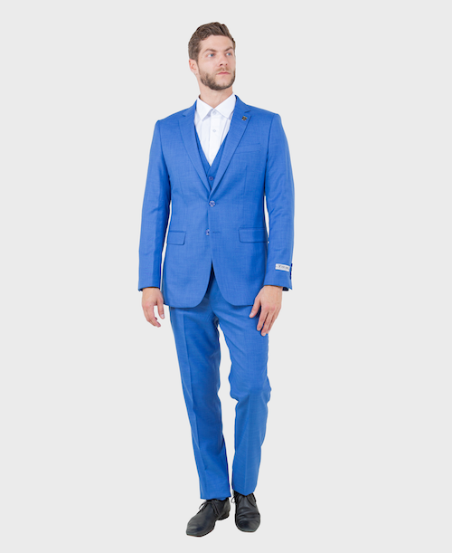 blue sharkskin suit