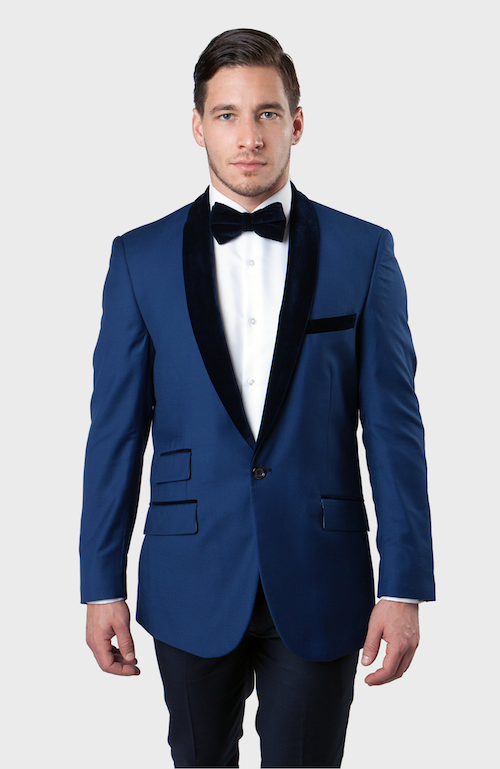 blue velvet coat dress Margarita Navy Blue Velvet Jacket Dress – Sandhya Garg main image 0