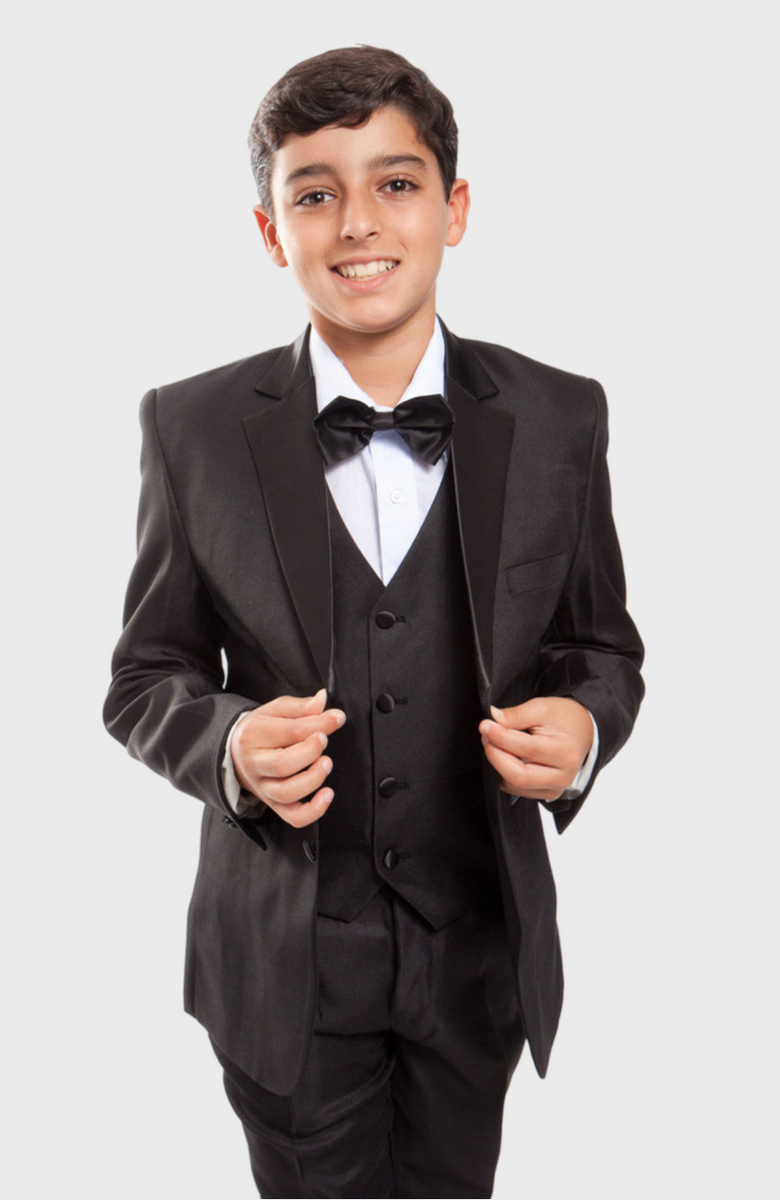 5 Piece Black Boys Tuxedo, Medium(6-12 Months) / Black