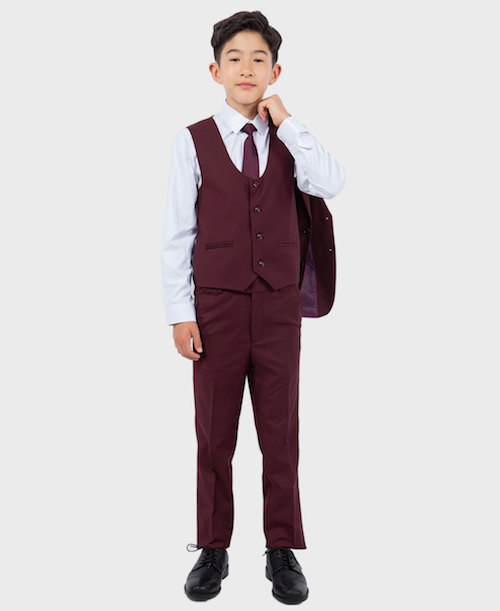 Boys Burgundy Slim Fit Suit – FlexSuits