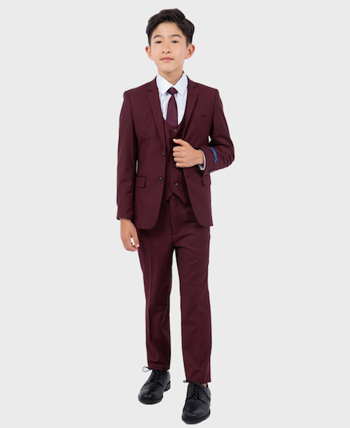 Burgundy Boys Slim Fit Suit