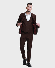 brown 3 piece suit