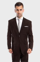 Brown 2 Piece Pinstripe Modern Fit Suit