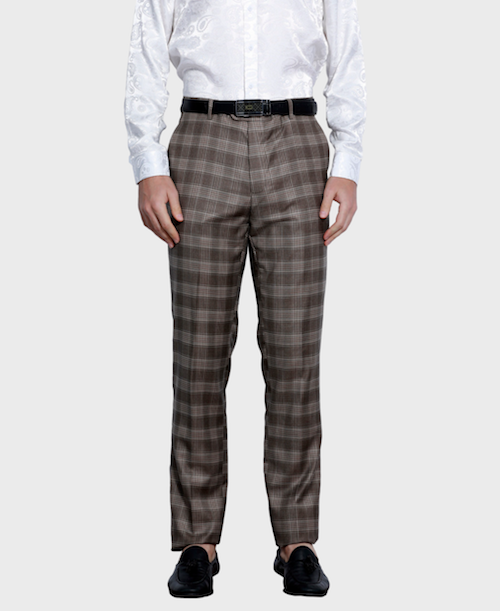 brown plaid pants men