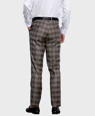 brown plaid suit pants
