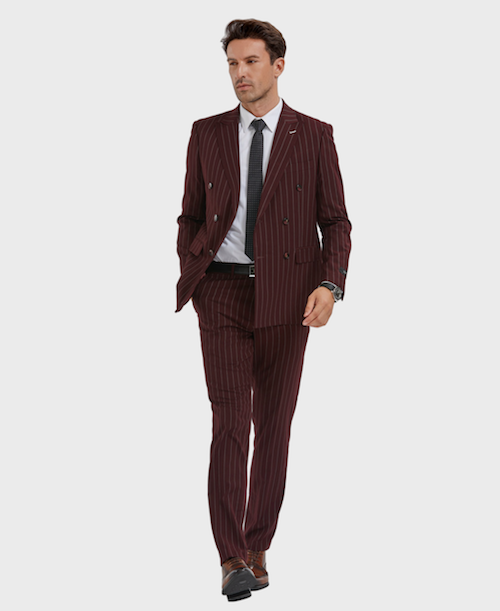 Burgundy Pinstripe Double Breasted Suit – FlexSuits