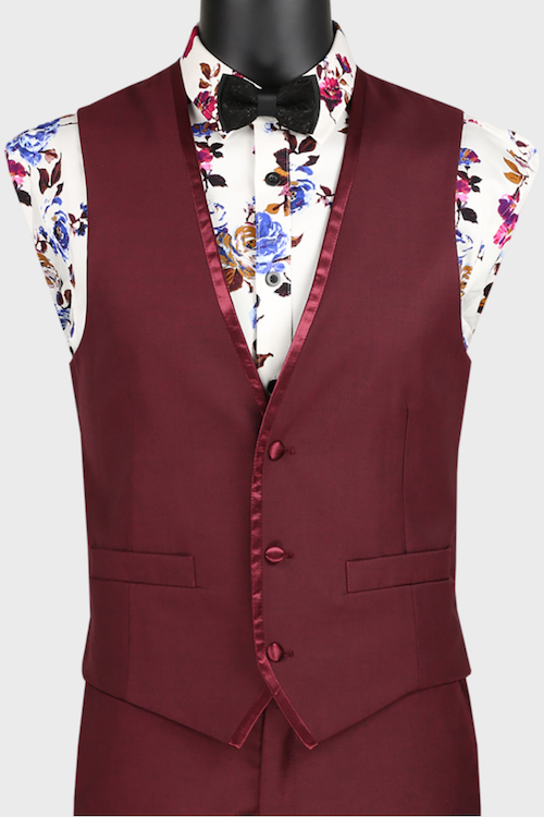 burgundy tuxedo vest