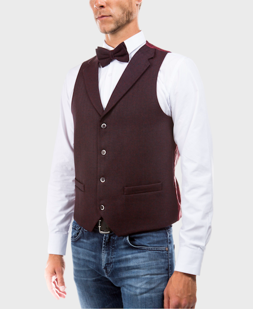 burgundy tweed waistcoat