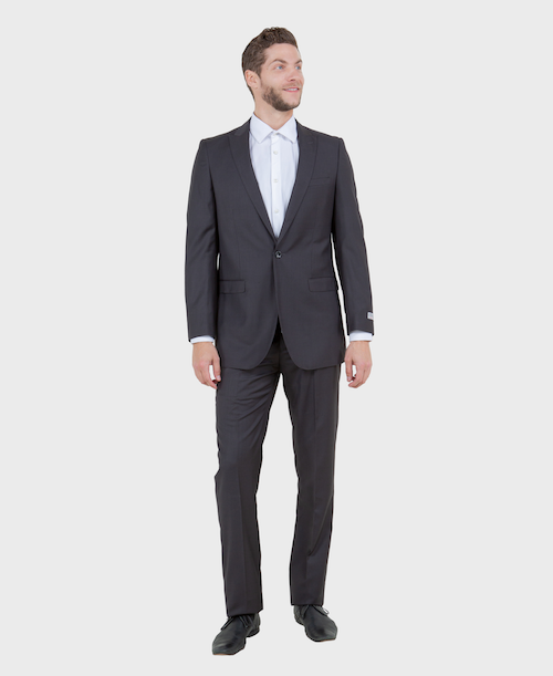 Dark Grey One Button Slim Fit Suit, 46S / Dk Grey