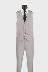 Grey Plaid 3 Piece Suit