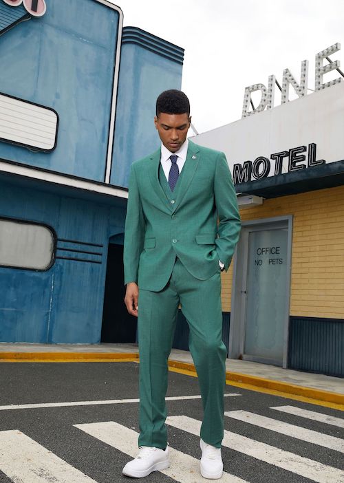 green mens 3 piece suit