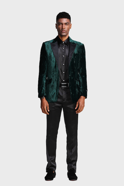 green velvet tuxedo jacket