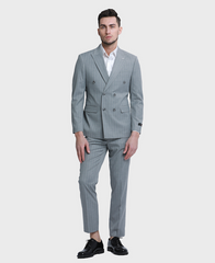 Grey Pinstripe Double Breasted Suit