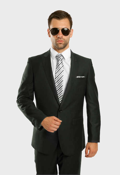 Hunter Green One Button Slim Fit Suit  FlexSuits