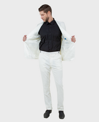 ivory tuxedo with black shirt