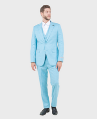 Light Blue Sharkskin Three Piece Suit