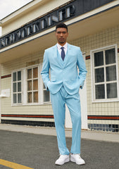 Light Blue Sharkskin Three Piece Suit
