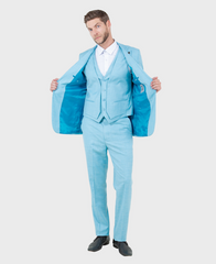 Light Blue Sharkskin Three Piece Suit