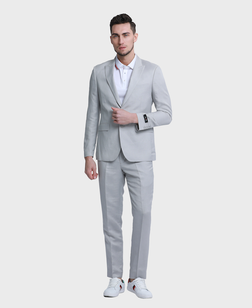 light gray suit wedding
